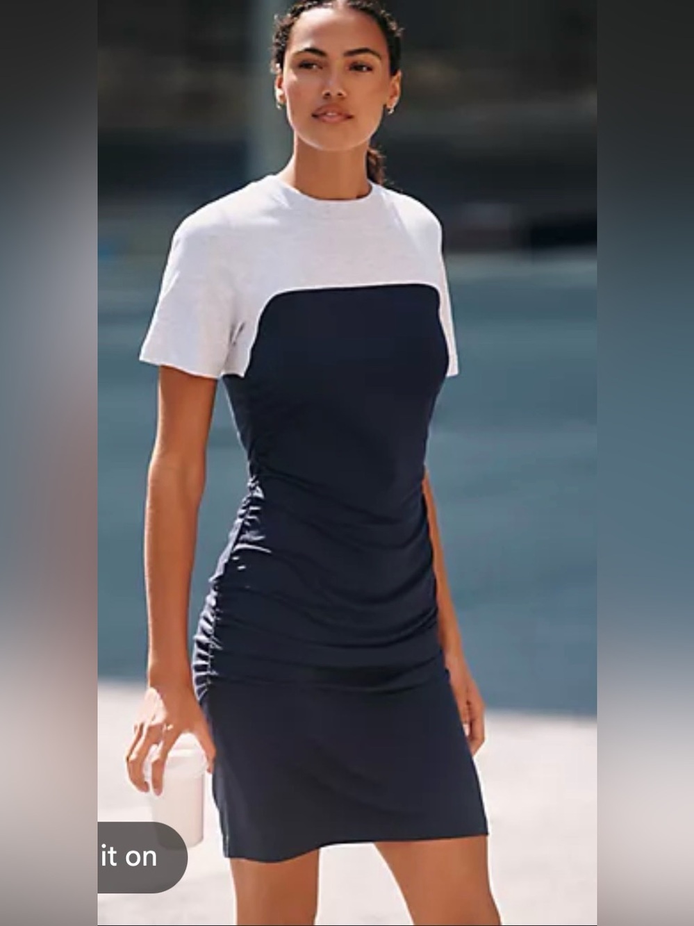 Anthropologie daily practice color-block ruched dress